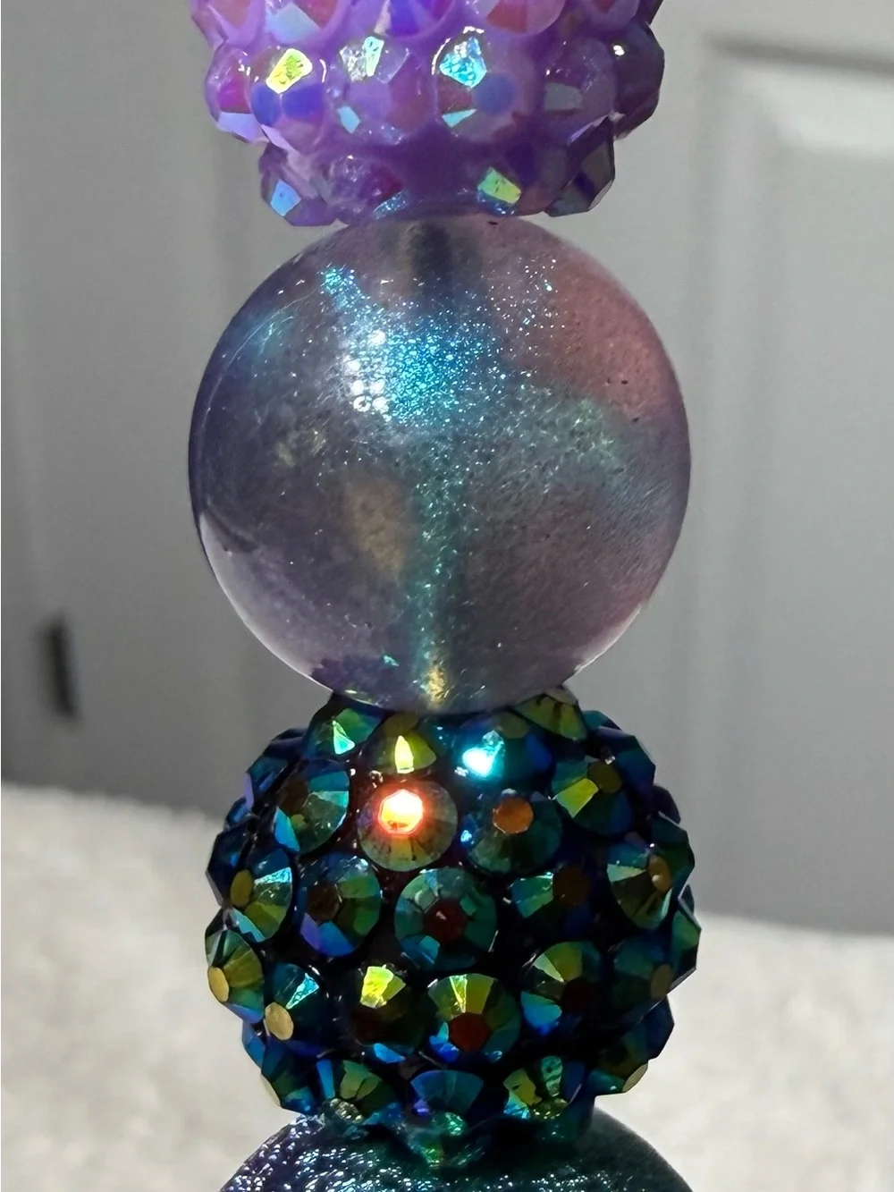 Blue & Purple Stitch Beaded Decorative Pen - Handcrafted Home Accent